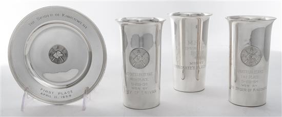 Appraisal: Sale Lot Three American Silver Presentation Beakers Wallace Silversmiths Wallingford