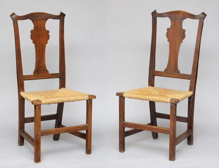 Appraisal: PAIR OF NEW ENGLAND CHIPPENDALE MAPLE SIDE CHAIRS Each with