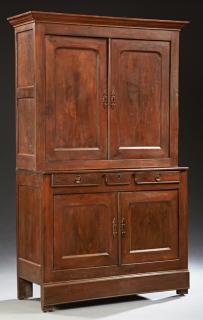 Appraisal: French Carved Cherry Buffet a Deux Corps th c with