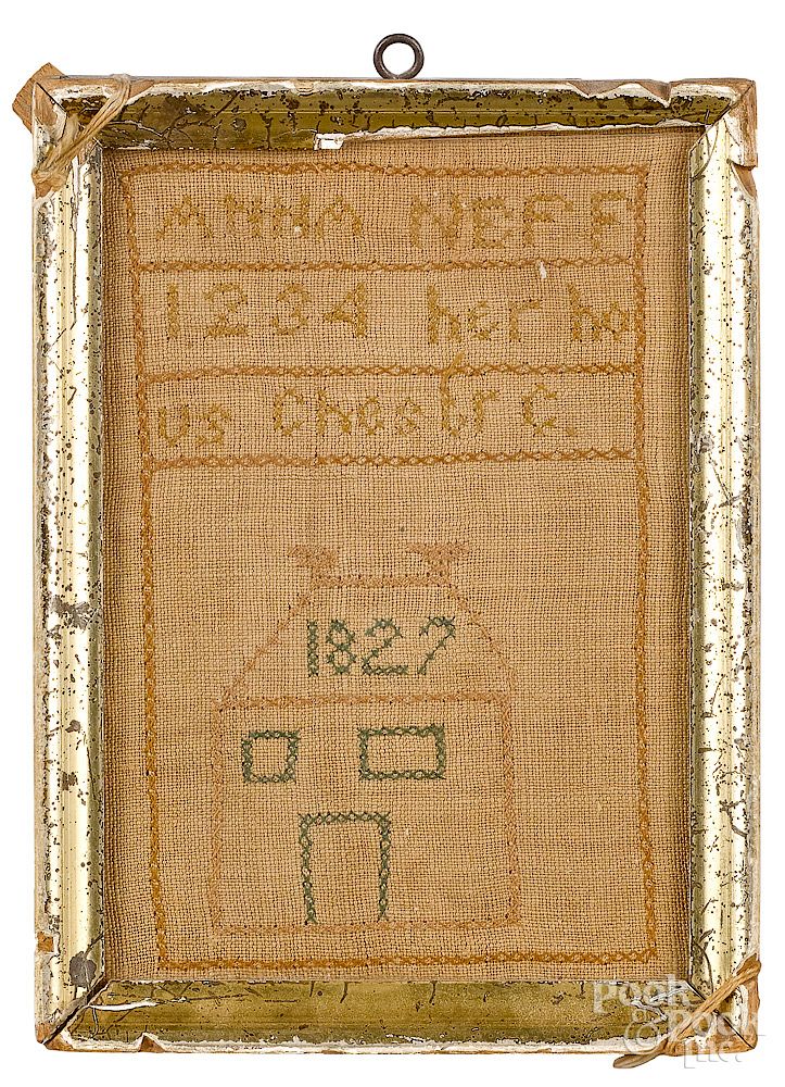 Appraisal: Miniature Chester County Pennsylvania sampler Exclusive on Bidsquare Miniature Chester