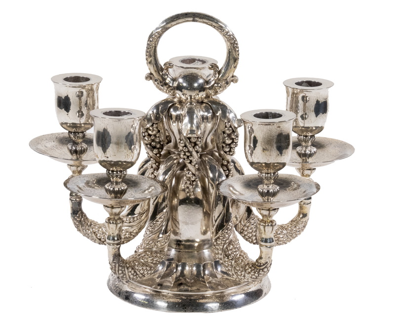 Appraisal: GEORG JENSEN SILVER FIVE-LIGHT CANDELABRUM Danish Sterling Silver Candelabrum by