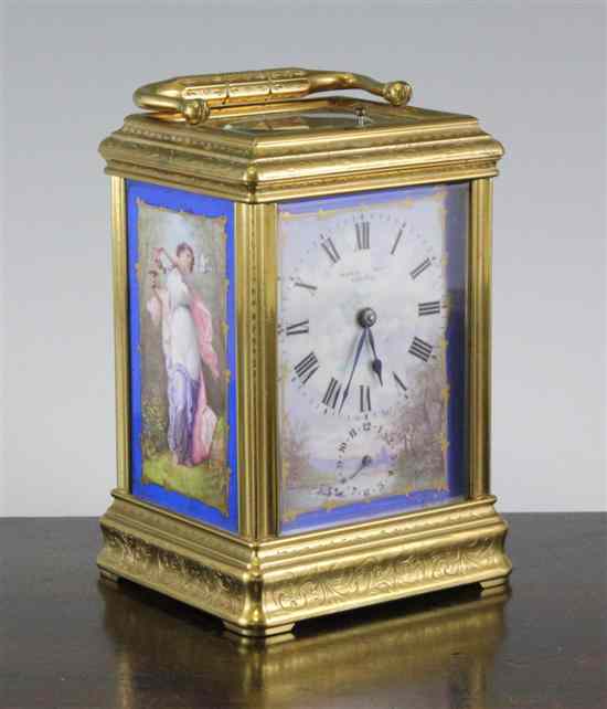 Appraisal: A th century French ormolu hour repeating carriage alarum clock