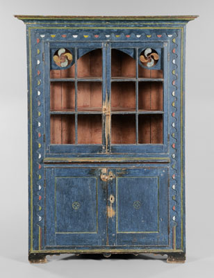 Appraisal: Fine Folk Art Corner Cupboard attributed to the Ralph family