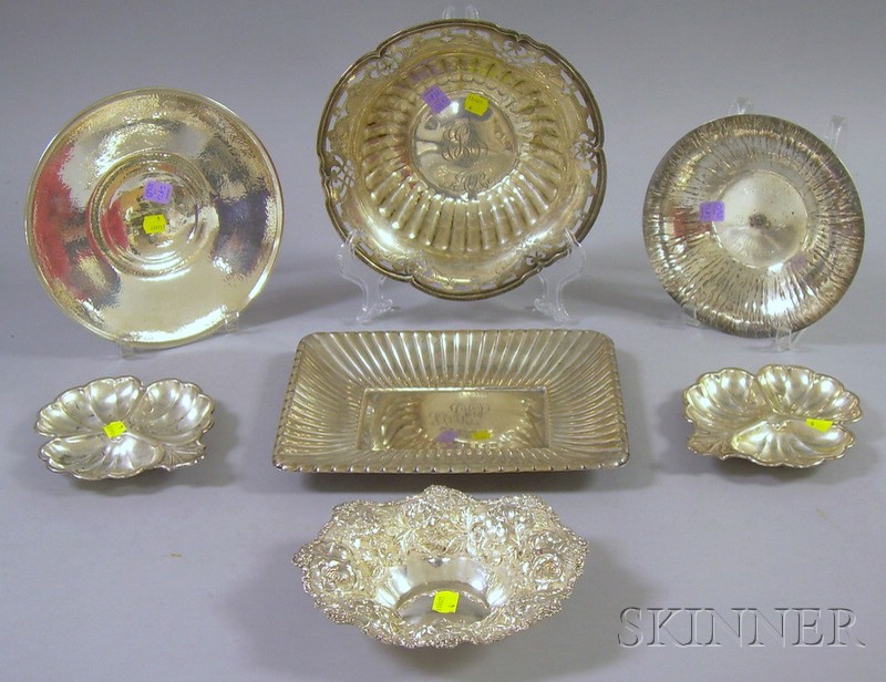 Appraisal: Seven Assorted Sterling Dishes a pair of Frank Whiting sterling