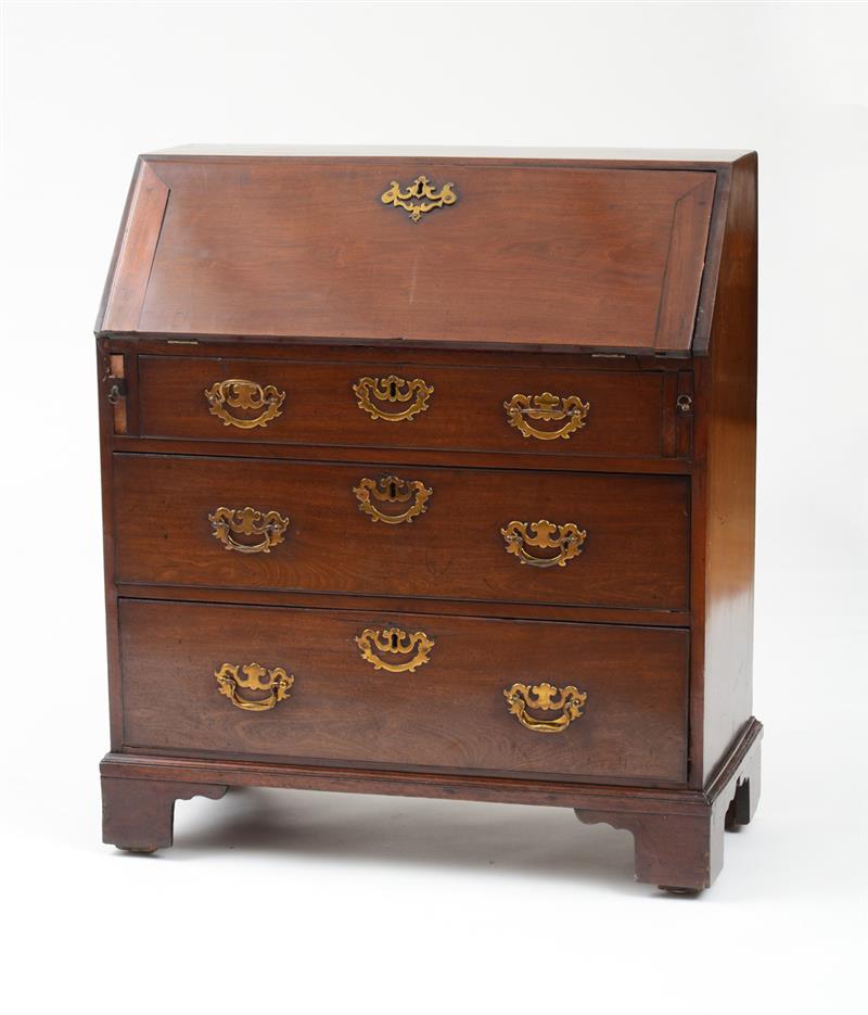 Appraisal: DIMINUTIVE GEORGE III MAHOGANY SLANT FRONT DESK The slant front