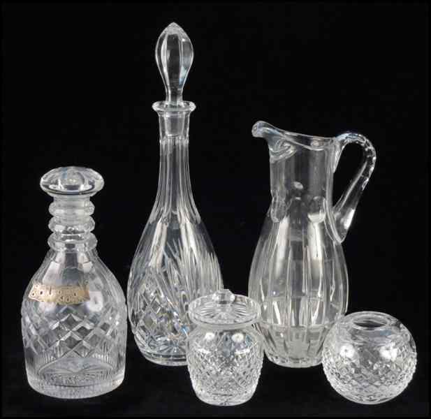 Appraisal: WATERFORD GLASS JAM JAR AND VESSEL Together with two glass