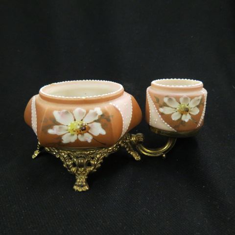 Appraisal: Nakara Art Glass Combination Ash Tray match holder floral on