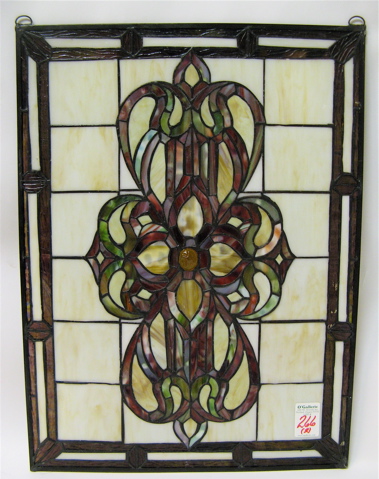 Appraisal: PAIR STAINED AND LEADED GLASS WINDOW PANELS in steel sash