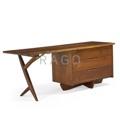 Appraisal: GEORGE NAKASHIMA - NAKASHIMA STUDIOS Persian walnut Cross Legged desk