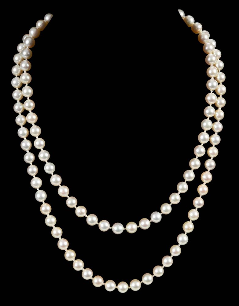 Appraisal: Long Strand Pearl Necklace knotted off white cultured pearls approx