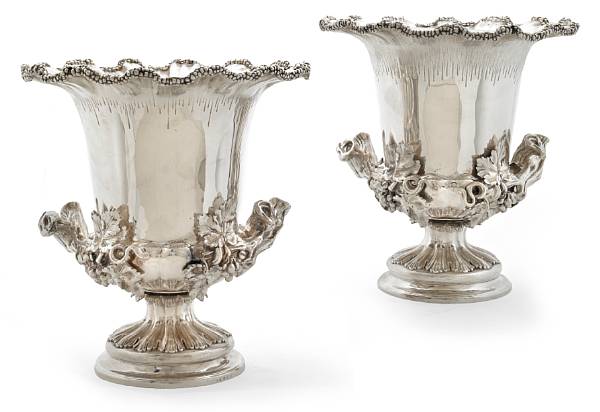 Appraisal: A pair of Victorian electroplated wine coolers unmarked third quarter