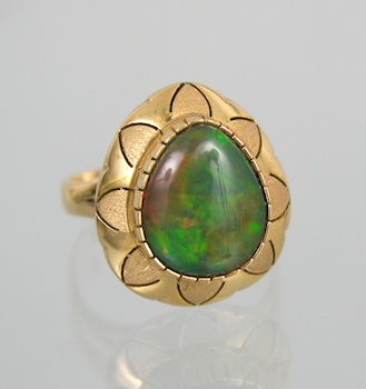 Appraisal: A Ladies' Vintage Black Opal Ring in Gold k yellow