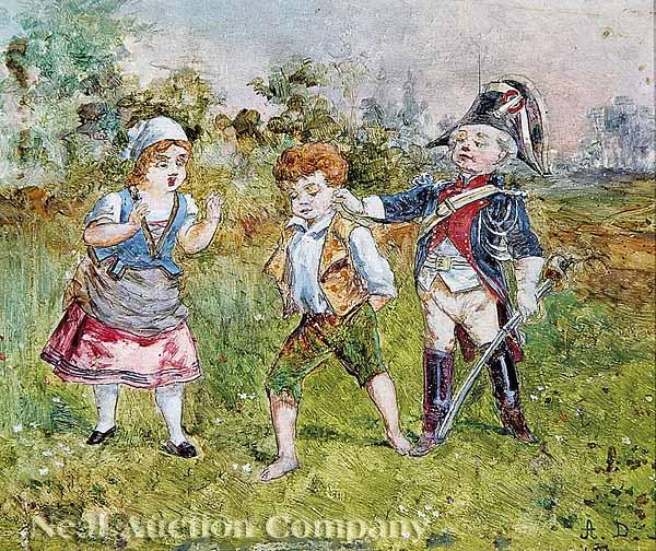 Appraisal: August Dressel German b Children Playing oil on board initialed