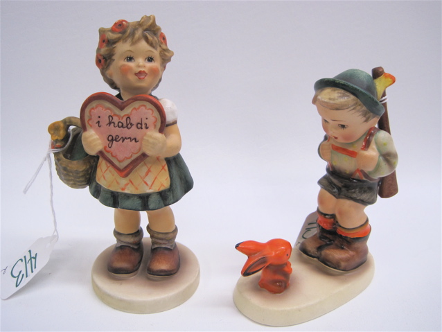 Appraisal: TWO GERMAN HUMMEL FIGURES Valentine Gift HUM TM- - H