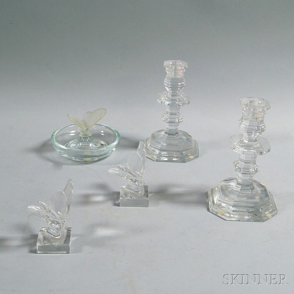 Appraisal: Five Pieces of Baccarat and Serres Colorless Crystal a pair