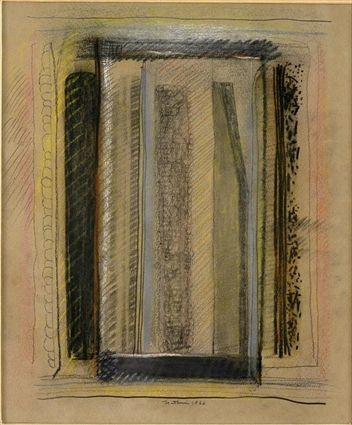 Appraisal: ROBERT NATKIN b VERTICAL ABSTRACTION Pastel and charcoal on grey