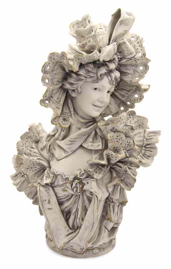 Appraisal: A Royal Dux Bust of a Lady depicted in a