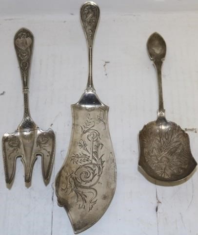 Appraisal: STERLING SILVER SERVING PIECES TO INCLUDE COIN SILVER BERRY SPOON