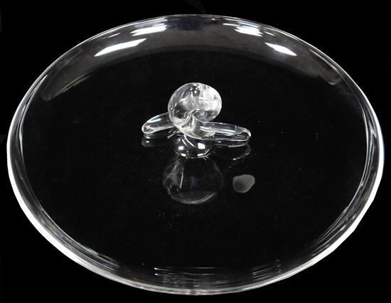 Appraisal: Steuben canape plate round shallow glass platter with knot-like knop