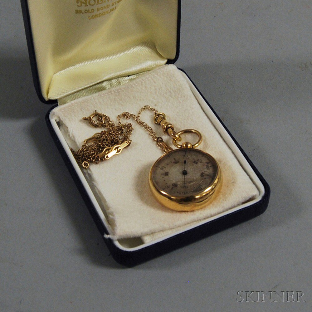 Appraisal: Gold-tone Pocket Barometer on a gold-filled chain in a box