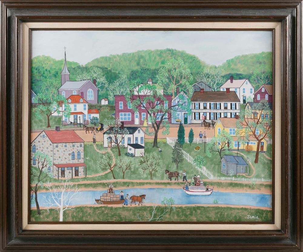 Appraisal: JANIS PRICE OHIO B CANAL TOWN OIL ON CANVAS X