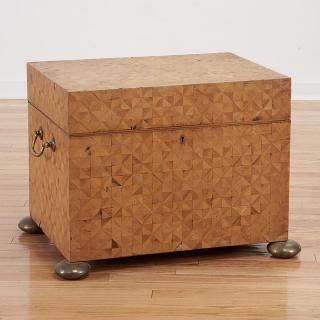 Appraisal: James Harris Co brass mounted parquetry box James Harris Co