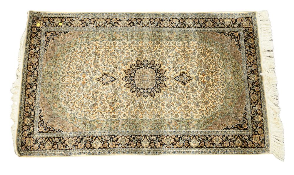 Appraisal: Silk Oriental Throw Rug ' x ' Silk Oriental Throw