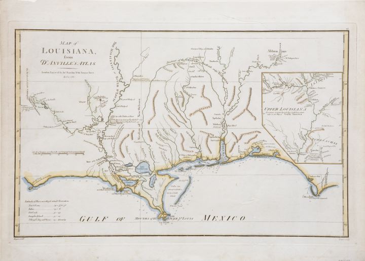 Appraisal: Large Hand-Colored Map of Louisiana from d'Anville's Atlas drawn by