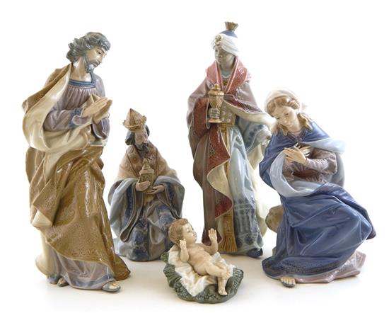 Appraisal: Lladro five figurines retired partial nativity set by sculptor Salvador