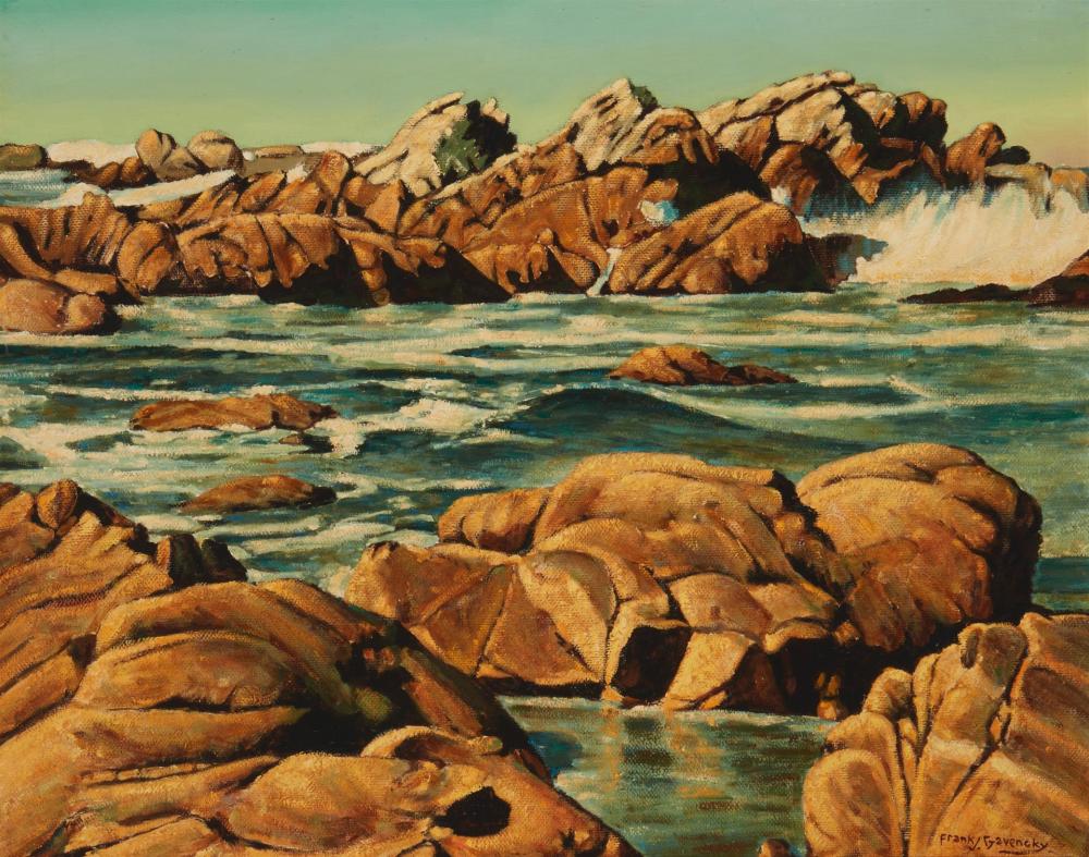 Appraisal: Frank J Gavencky - Ramona CA Seascape Oil on masonite