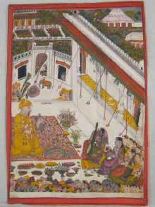 Appraisal: An Indian miniature painting of a court scene th th