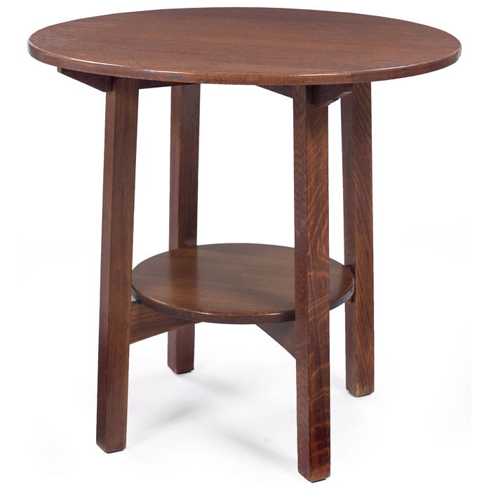 Appraisal: Limbert lamp table circular top over a lower shelf supported