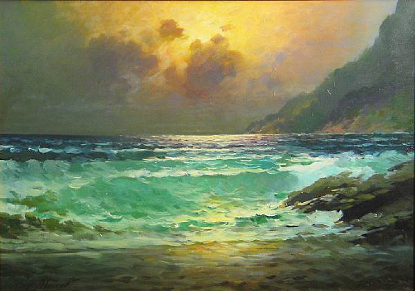 Appraisal: Alexander Popoff Russian th Century A coastal view at sunset