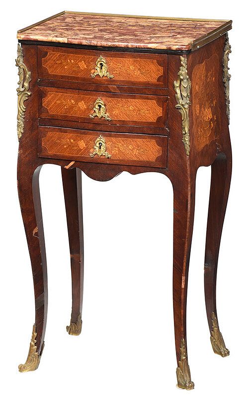 Appraisal: Louis XV Style Marquetry Inlaid Bedside Commode French early th