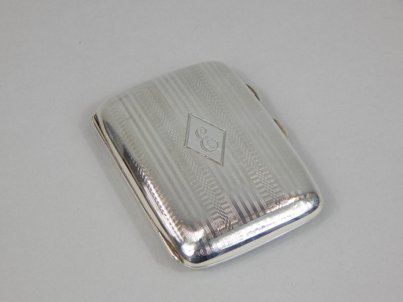 Appraisal: A silver Art Deco period engine turned cigarette case the