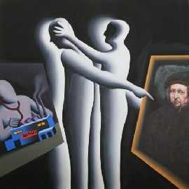 Appraisal: Mark Kostabi American born Just Say No oil on canvas