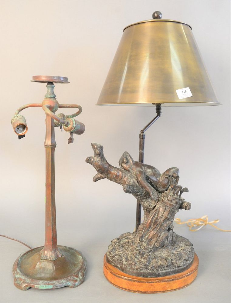 Appraisal: Two bronze table lamps one unmarked one marked Maitland-Smith to