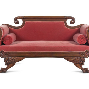 Appraisal: A Classical Style Carved Mahogany Sofa Late th Early th