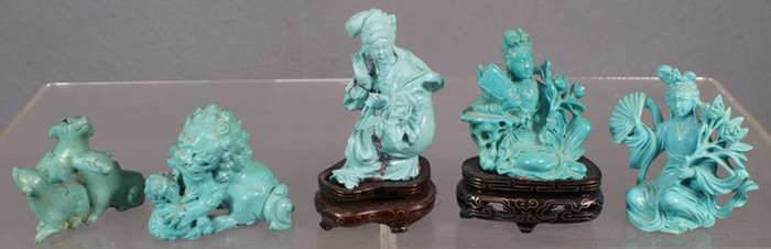 Appraisal: Lot of pieces of carved Chinese turquoise to include a