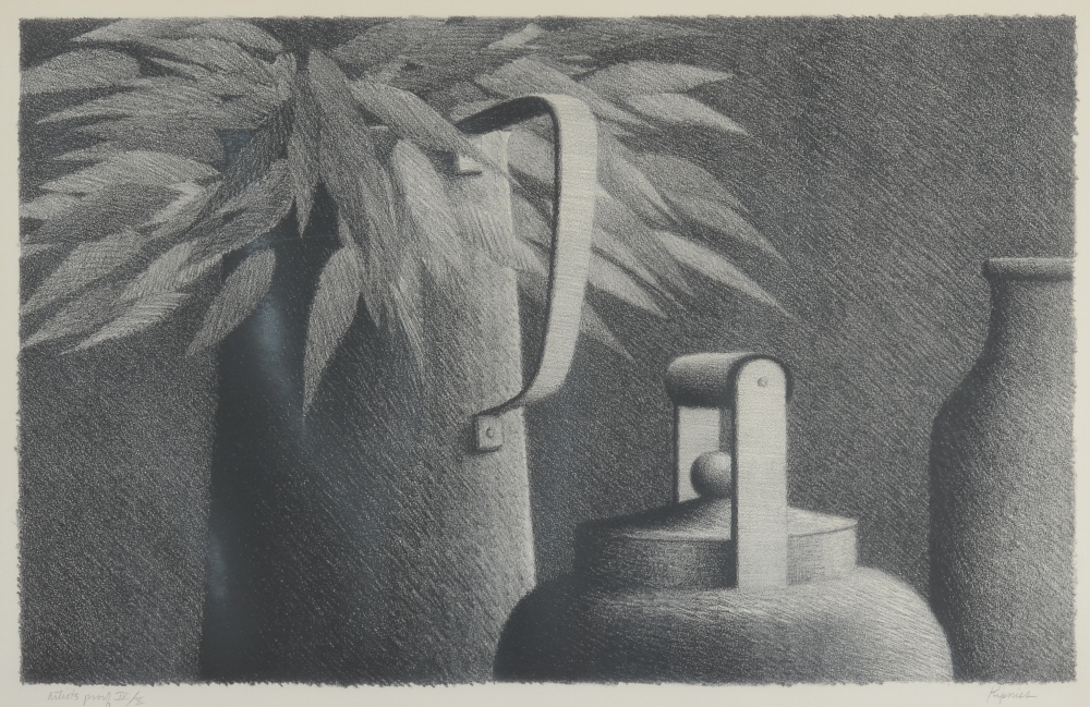 Appraisal: KIPNISS Robert American - Still Life with Vessels Lithograph sight