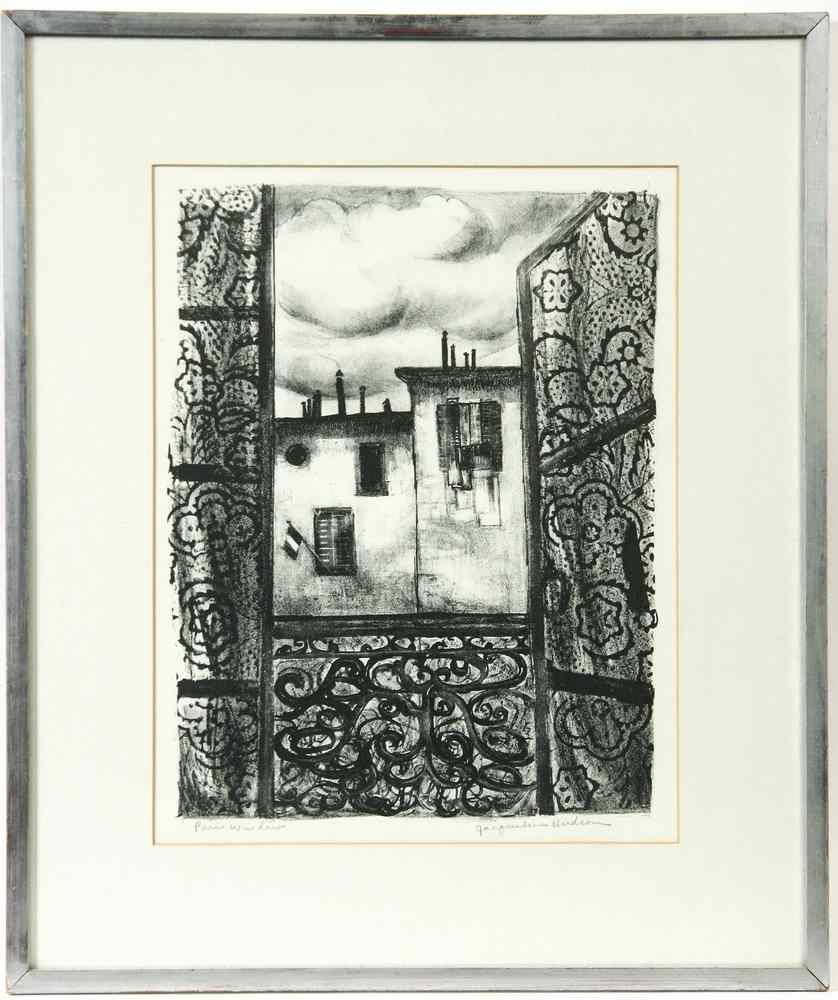 Appraisal: LITHOGRAPH - 'Paris Window' by Jacqueline Hudson in silver stick