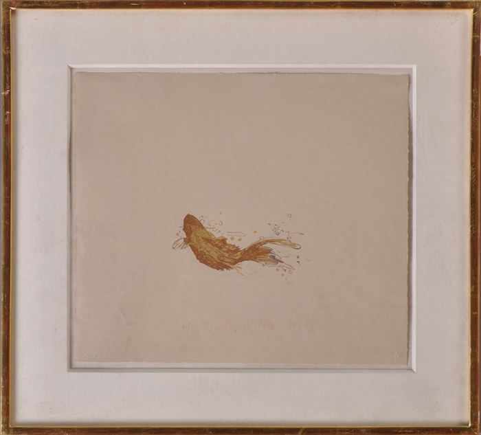 Appraisal: JOSEPH RAFFAEL b GOLDFISH Lithograph with gold color on toned