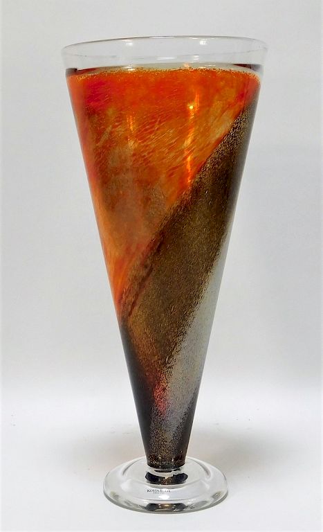 Appraisal: Kjell Engman Kosta Boda Art Glass Trumpet Vase Kjell Engman