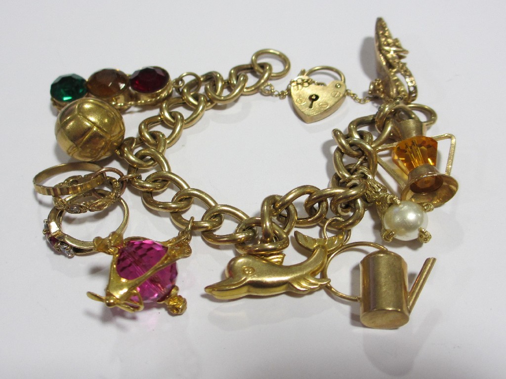 Appraisal: Nine carat gold charm bracelet with various ct gold charms