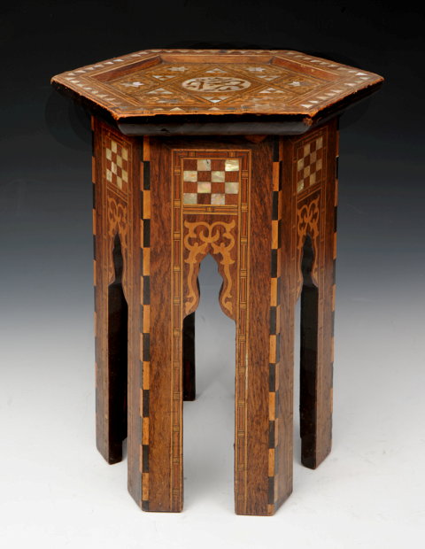 Appraisal: A DAMASCUS MOTHER OF PEARL INLAID HEXAGONAL OCCASIONAL TABLE with