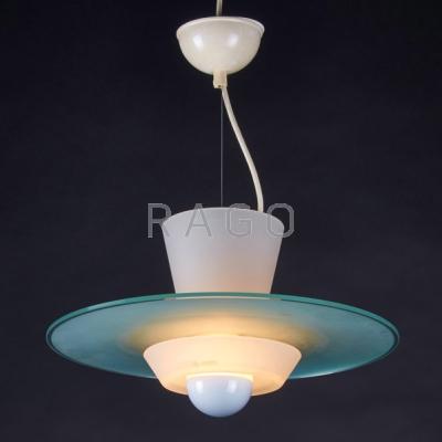 Appraisal: MODERN LIGHTING Hanging fixture USA th c Frosted glass painted