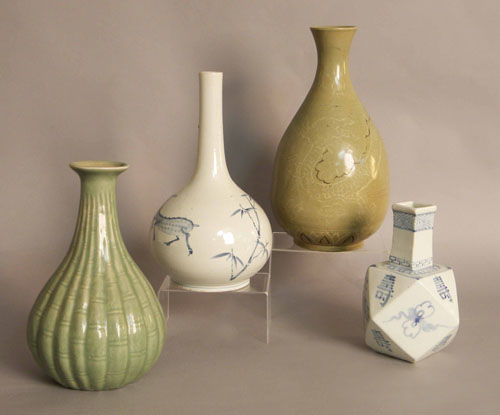 Appraisal: Four oriental porcelain and pottery vases tallest