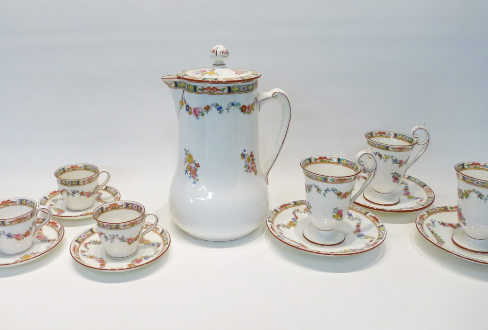 Appraisal: MINTONS PORCELAIN CHOCOLATE SET pieces comprised of the chocolate pot