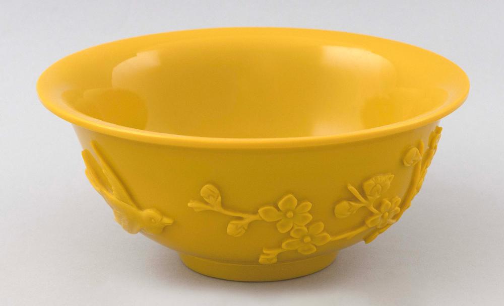 Appraisal: IMPERIAL YELLOW PEKING GLASS BOWL TH CENTURY HEIGHT DIAMETER IMPERIAL