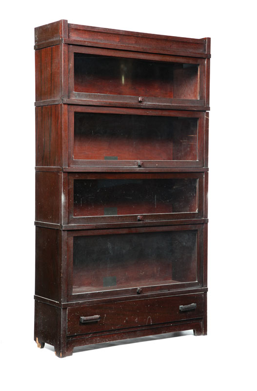 Appraisal: GLOBE-WERNICKE STACKED BOOKCASE Mahogany with top section four sections with